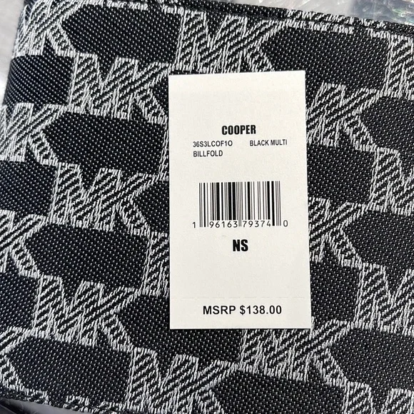 Michael Kors Men’s Women’s Cooper Logo Fabric Billfold Wallet Black Multi NWT - Picture 13 of 16